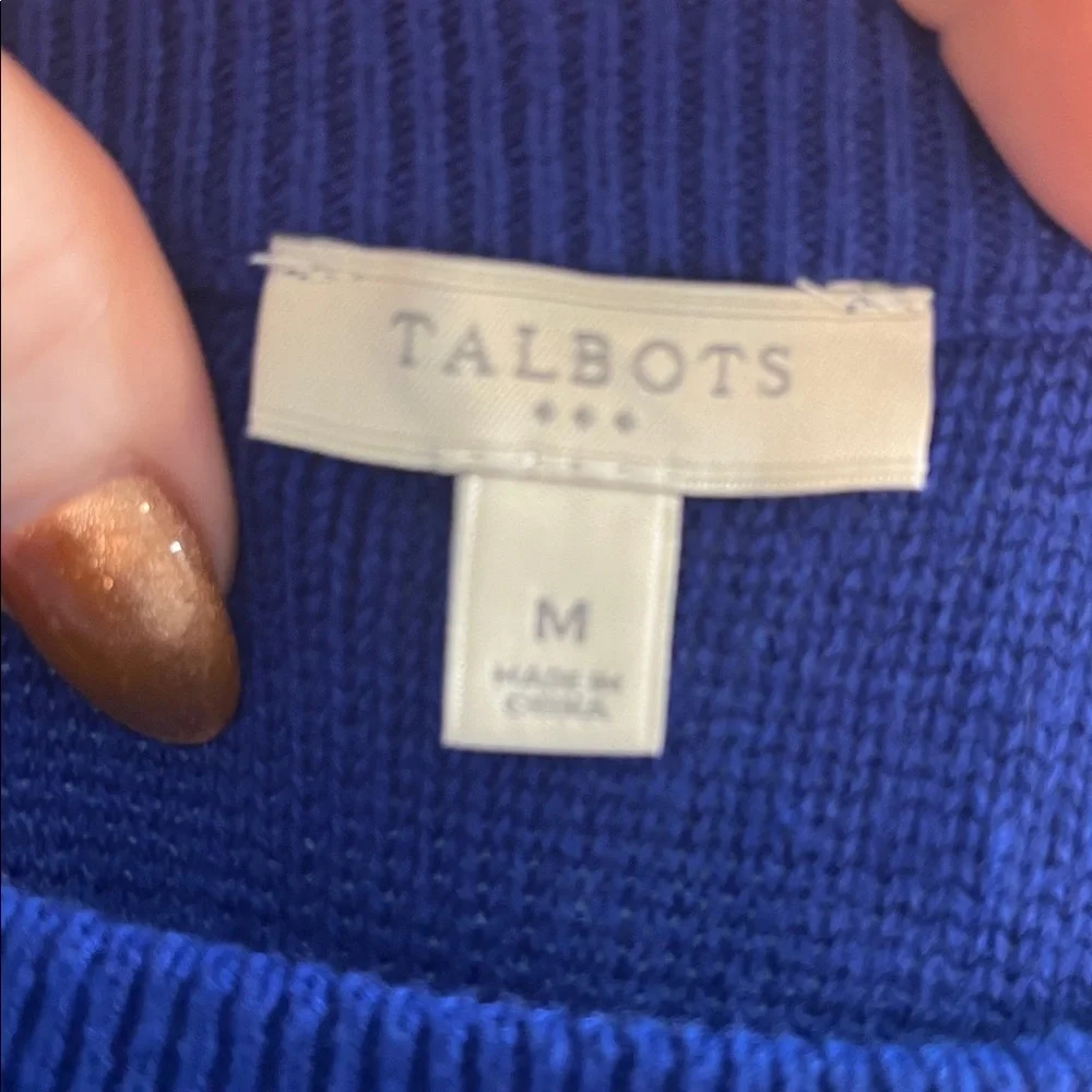 Talbots Sweater Anchor Holiday Size Medium Blue